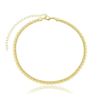 CHOKER CORRENTE GRUME E CORAÇÕES