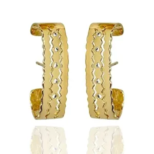 BRINCO EAR HOOK 3 AROS COM ONDAS E ZIRCÔNIAS