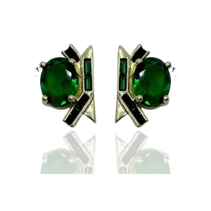 BRINCO PEDRA OVAL E BAGUETES