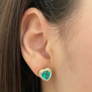 BRINCO CORAÇÃO EM PEDRA E ZIRCÔNIAS EM VOLTA