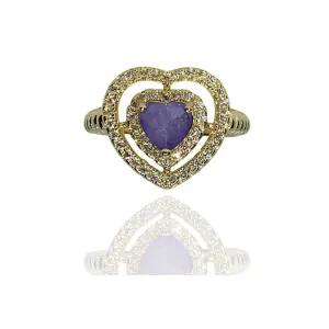 ANEL CORAÇÃO PEDRA FUSION E DOIS AROS COM CRAVAÇÃO