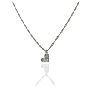 CHOKER CORRENTE TORCIDA E PINGENTE CORAÇÃO CRAVEJADO