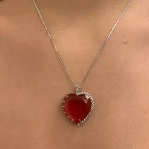 COLAR CORAÇÃO GRANDE COM METADE CRAVEJADO