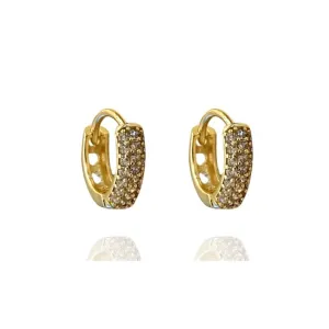 ARGOLA PEQUENA 3 FILEIRAS DE ZIRCÔNIAS E DETALHES ATRÁS