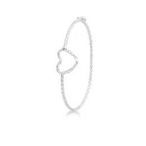 BRACELETE TORCIDO CORAÇÃO PRATA 925