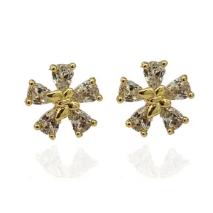 BRINCO FLOR MIOLO BORBOLETA E PÉTALAS EM GOTA