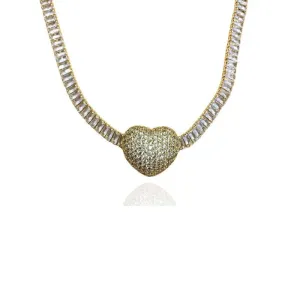 CHOKER RIVIERA BAGUETES COM CORAÇÃO G CRAVEJADO