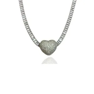 CHOKER RIVIERA BAGUETES COM CORAÇÃO G CRAVEJADO
