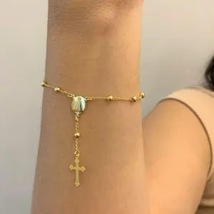 PULSEIRA TERÇO BOLINHA E MEDALHA NS SRA APARECIDA