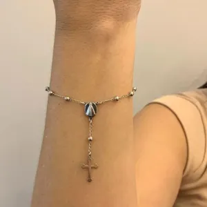 PULSEIRA TERÇO BOLINHA E MEDALHA NS SRA APARECIDA
