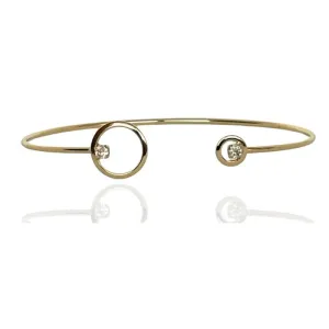 BRACELETE ARO 2 CÍRCULOS E PONTO DE LUZ NAS PONTAS