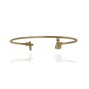 BRACELETE FINO CRUZ E NOSSA SENHORA NAS PONTAS