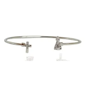 BRACELETE FINO CRUZ E NOSSA SENHORA NAS PONTAS