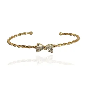 BRACELETE TRANÇADO COM LAÇO EM ZIRCÔNIA DE CORAÇÃO