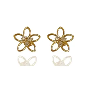 BRINCO FLOR VAZADA COM ZIRCÔNIAS