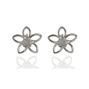 BRINCO FLOR VAZADA COM ZIRCÔNIAS