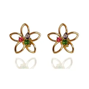BRINCO FLOR VAZADA COM ZIRCÔNIAS