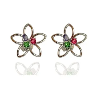 BRINCO FLOR VAZADA COM ZIRCÔNIAS