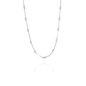 COLAR LONGO CORRENTE DIAMANTADA E PÉROLAS