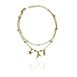 TORNOZELEIRA DUPLA PINGENTES MAR