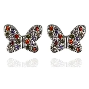 BRINCO BORBOLETA CRAVEJADO COLORIDO