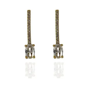 BRINCO PALITO CRAVEJADO COM PEDRA OVAL NA PONTA