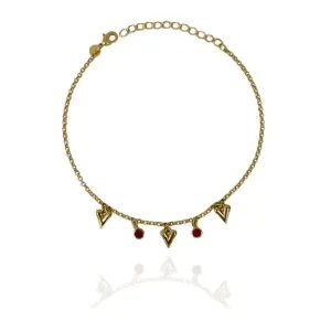 TORNOZELEIRA CORAÇÃO COM PEDRAS