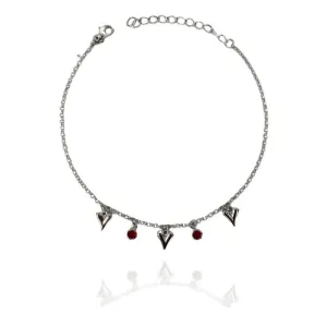 TORNOZELEIRA CORAÇÃO COM PEDRAS