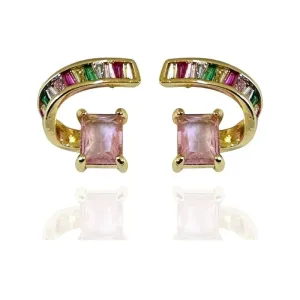 BRINCO BAGUETES E ZIRCÔNIA QUADRADA