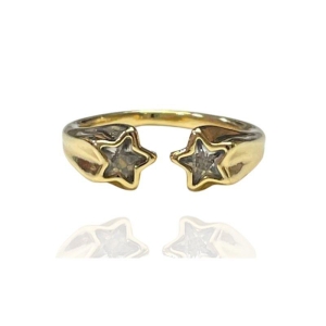 ANEL DUAS ESTRELAS DE ZIRCÔNIAS