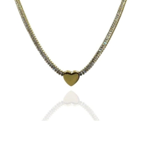 CHOKER RIVIERA BAGUETES E CORAÇÃO LISO