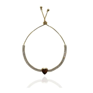 PULSEIRA REGULAGEM RIVIERA BAGUETES E CORAÇÃO LISO