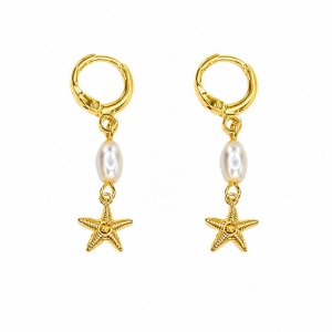 ARGOLA CLIC ESTRELA DO MAR E PÉROLAS
