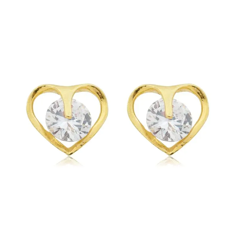 BRINCO CORAÇÃO VAZADO GRANDE COM ZIRCONIA NO MEIO