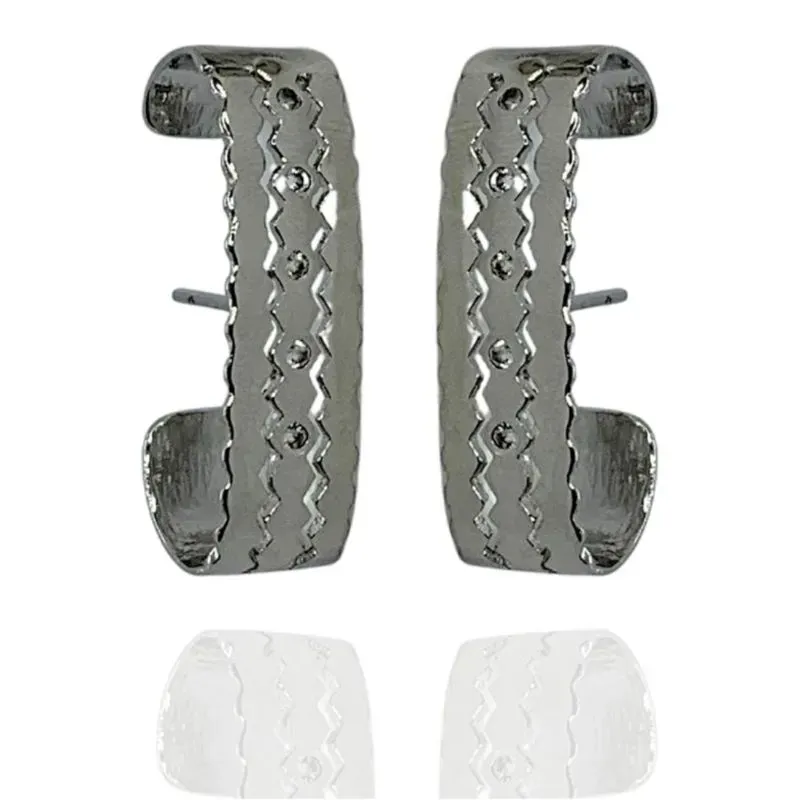 BRINCO EAR HOOK 3 AROS COM ONDAS E ZIRCÔNIAS