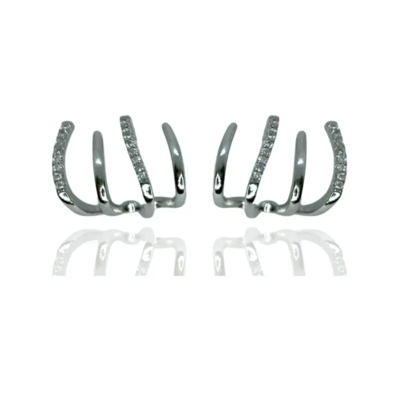 BRINCO EAR CUFF 4 AROS LISOS E CRAVEJADOS