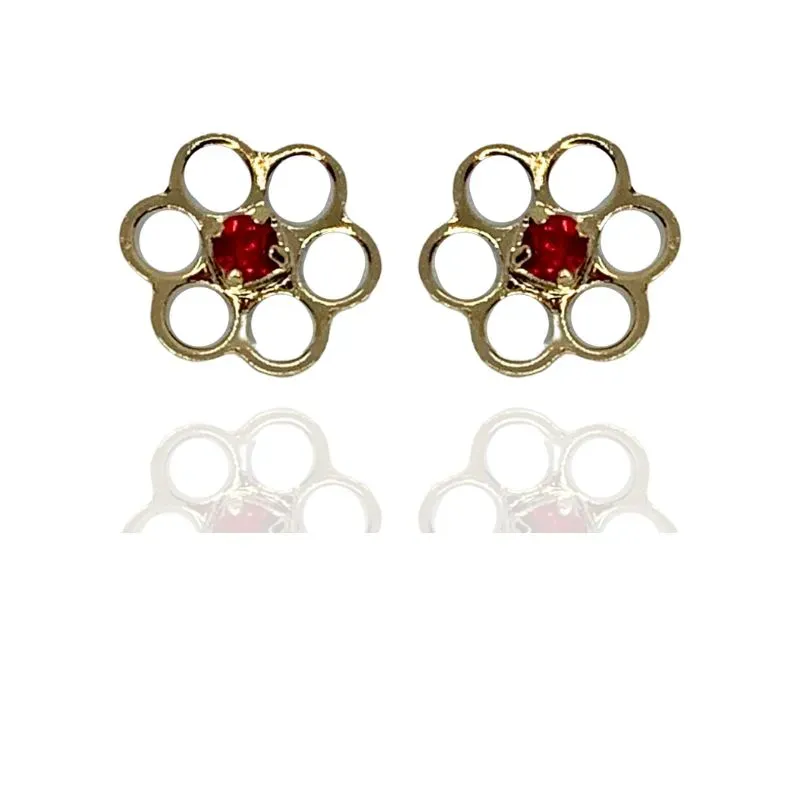 BRINCO FLOR ZIRCONIA COLORIDA NO MEIO