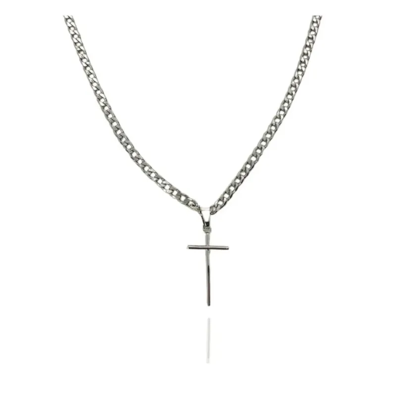 CORRENTE MASCULINA ELOS CARTIER DIAMANTADA COM PINGENTE CRUZ