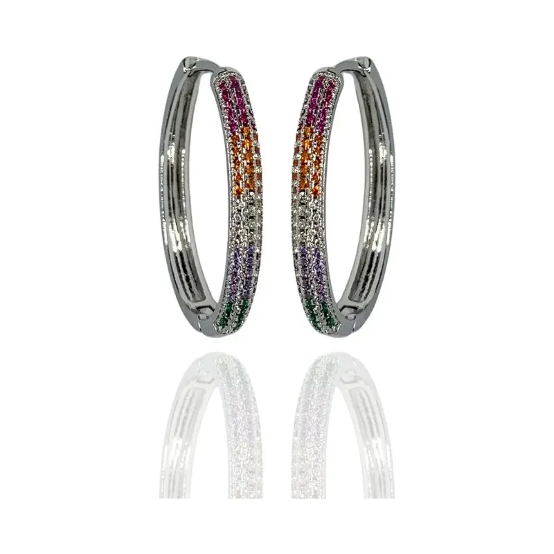 ARGOLA OVAL GRANDE FINA COM CRAVAÇÃO NA FRENTE
