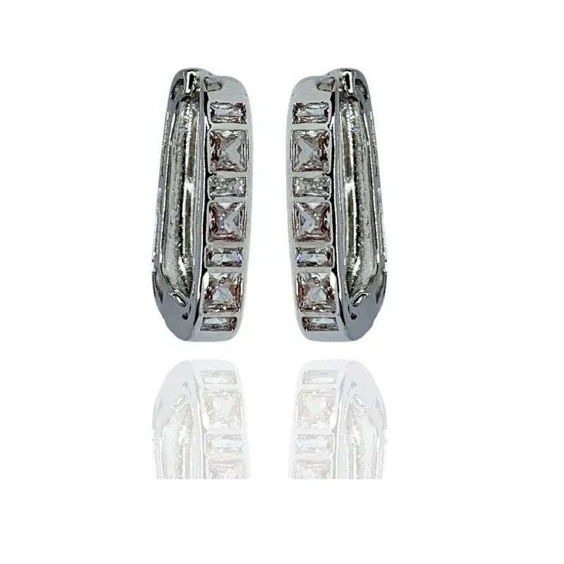 ARGOLA RETANGULAR ZIRCONIAS QUADRADAS E RETANGULARES