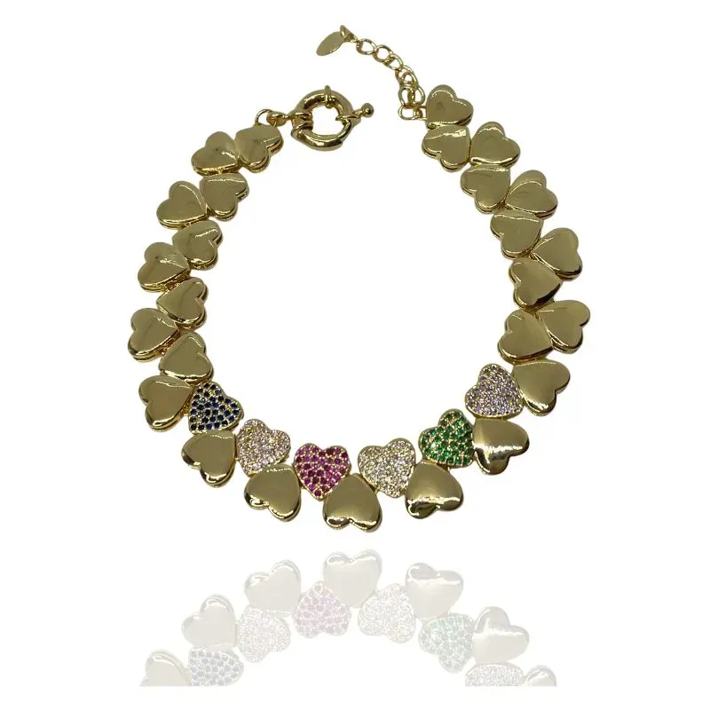 PULSEIRA CORAÇÕES LISOS E CRAVEJADOS