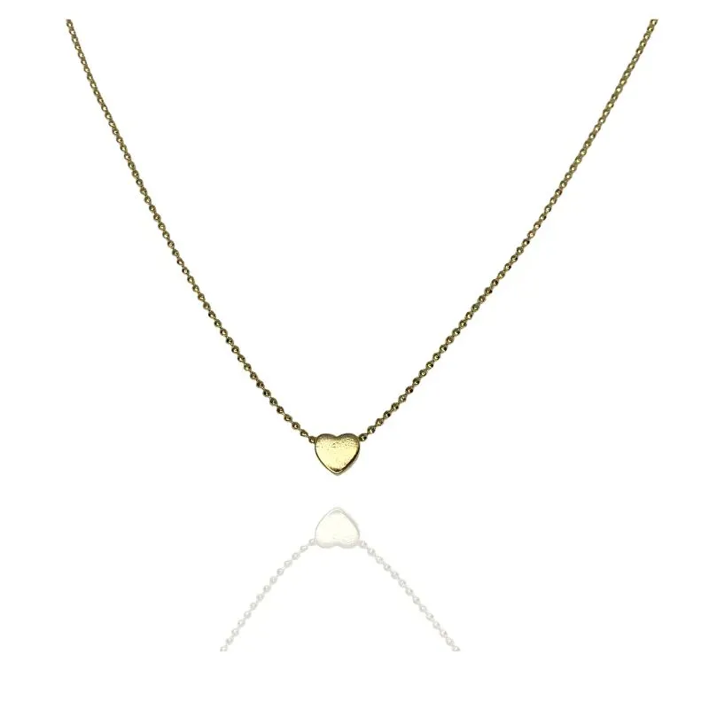 CHOKER CORRENTE BOLINHAS DIAMANTADAS E CORAÇÃO