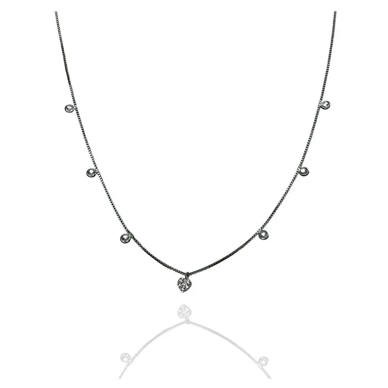 CHOKER VENEZIANA CORAÇÃO MINI CRAVEJADO E TIFFANY