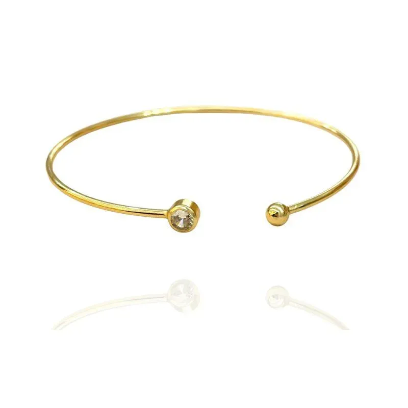 BRACELETE FINO COM PONTO DE LUZ E BOLA LISA NAS PONTAS