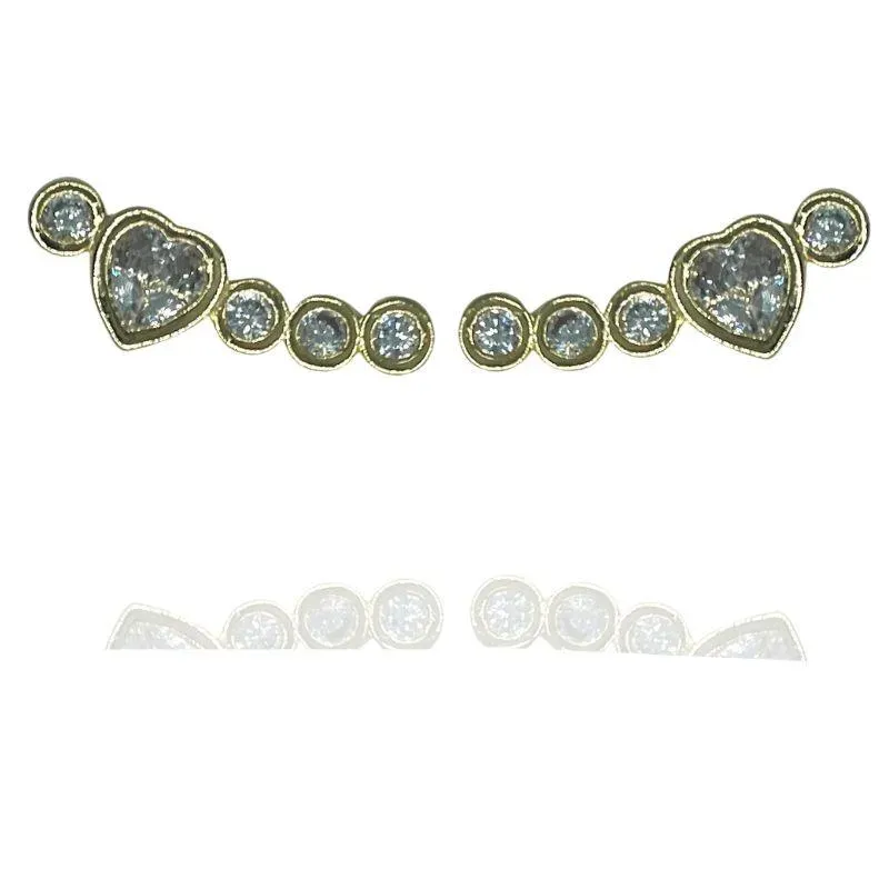 BRINCO MINI EAR CUFF CORAÇÃO E ZIRCÔNIAS