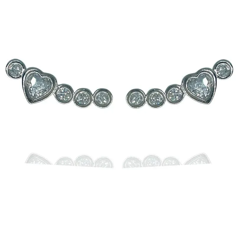 BRINCO MINI EAR CUFF CORAÇÃO E ZIRCÔNIAS