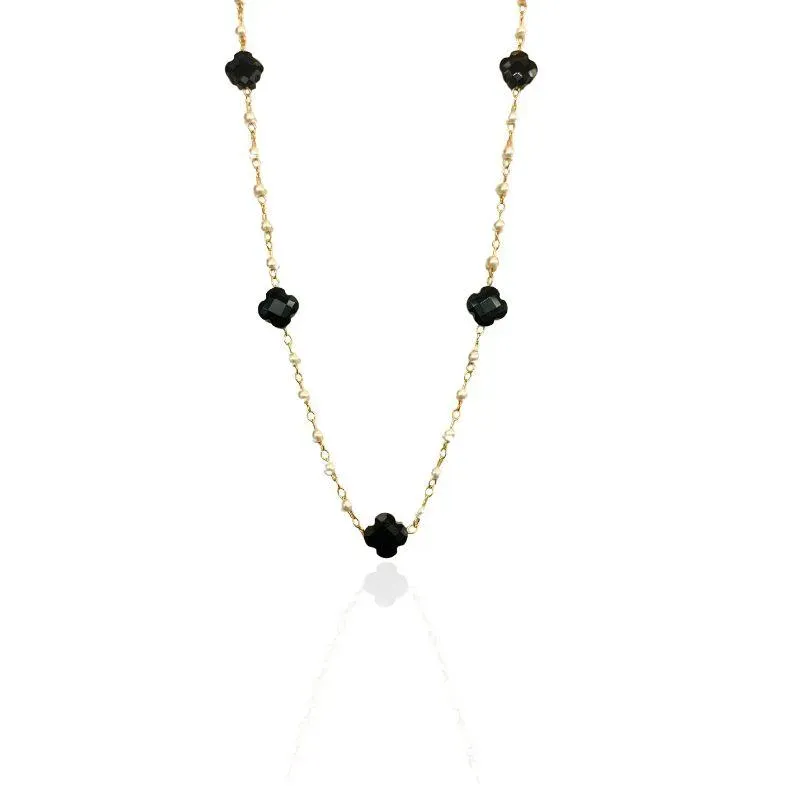 CHOKER PÉROLAS E TREVOS