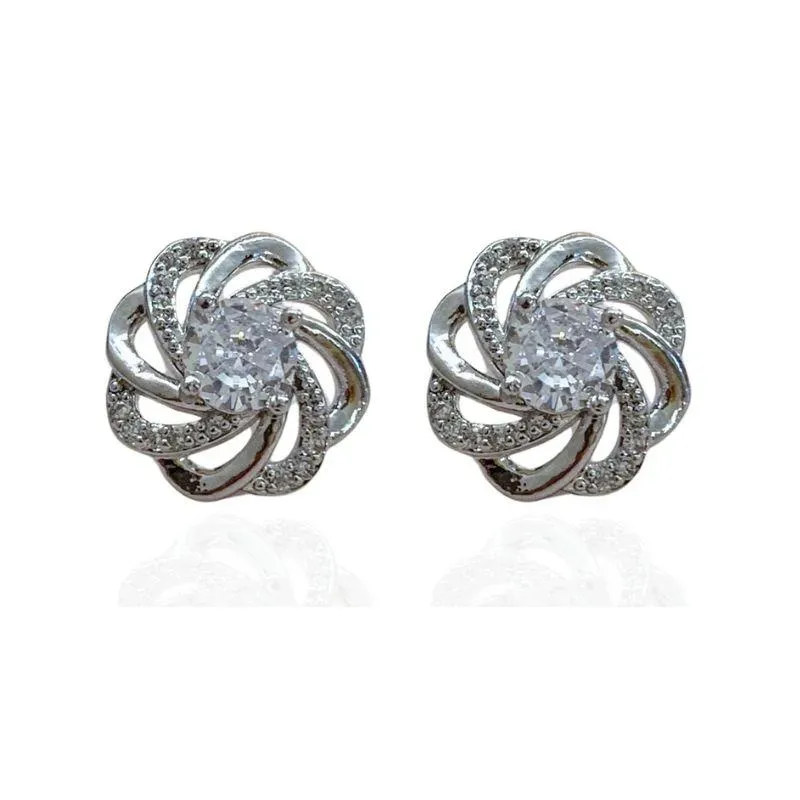 BRINCO FLOR DE ELOS COM ZIRCÔNIA GRANDE NO MEIO
