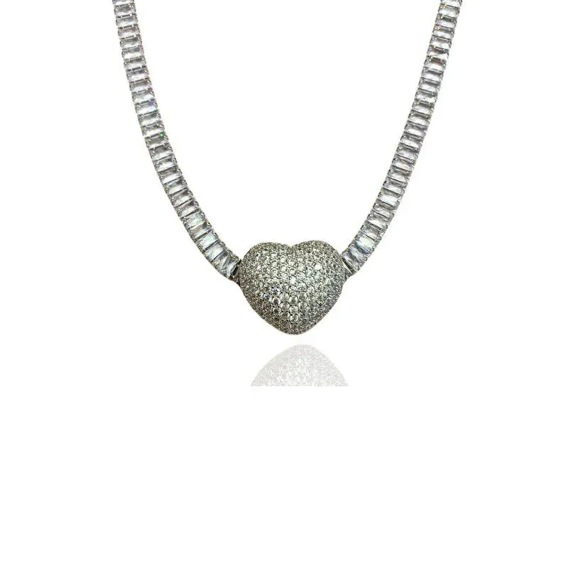 CHOKER RIVIERA BAGUETES COM CORAÇÃO G CRAVEJADO