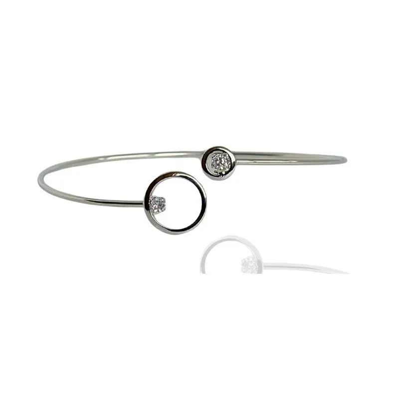 BRACELETE ARO 2 CÍRCULOS E PONTO DE LUZ NAS PONTAS